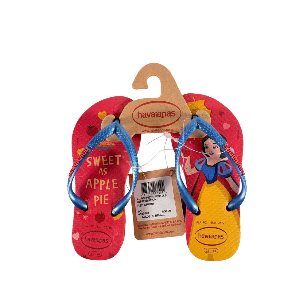 Havaianas Disney Princess Snow White Girls Toddler Flip Flops Red 9C NWT